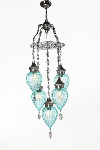 Special Nickel Color Edition Chandelier with 5 Pyrex Glasses